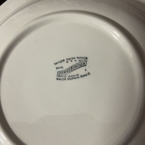 Taylor Smith Taylor USA Vintage Conversation Marsh Violet Soup Bowls Set of 6 - Picture 5 of 6